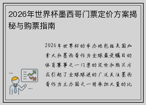2026年世界杯墨西哥门票定价方案揭秘与购票指南 2026年世界杯墨西哥门票定价方案揭秘与购票指南